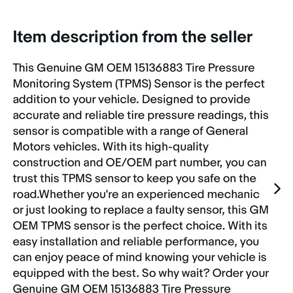ACDelco Tire Pressure Monitoring Sensor #15136883, new - Picture 5 of 5